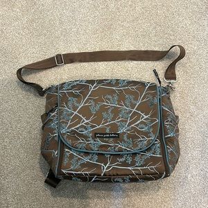 Petunia Pickle Bottom Brown + Blue Diaper Baby bag w/ multi strap